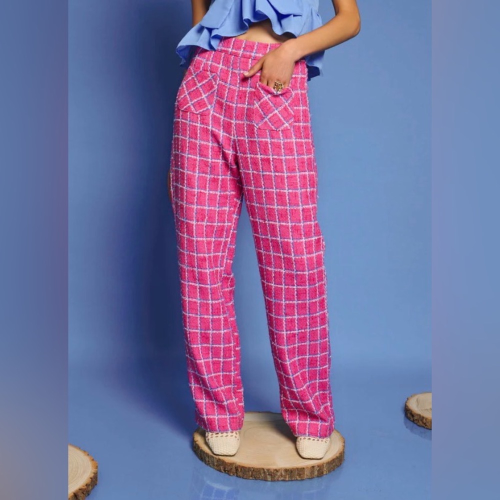 NWT Sister Jane Cottage Check Tweed Trousers